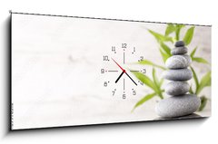 Obraz s hodinami 1D panorama - 120 x 50 cm F_AB89978310 - Spa stones.