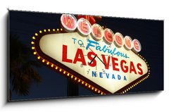 Obraz s hodinami   Welcome To Las Vegas neon sign at night, 120 x 50 cm