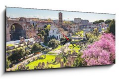 Obraz s hodinami 1D - 120 x 50 cm F_AB90731336 - The aerial view of Roman Forum in Rome, Italy