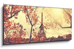 Obraz s hodinami 1D panorama - 120 x 50 cm F_AB90896299 - The eiffel tower in paris