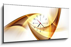 Obraz s hodinami 1D panorama - 120 x 50 cm F_AB90923016 - Fractal Gold Abstract Design
