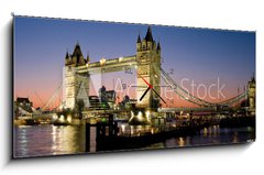 Obraz s hodinami 1D panorama - 120 x 50 cm F_AB9135674 - Tower Bridge Panorama