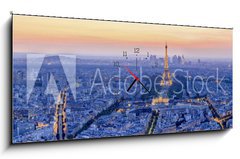 Obraz s hodinami 1D panorama - 120 x 50 cm F_AB91441069 - The Eiffel tower is the most visited monument of France. - Eiffelova v je nejnavtvovanj pamtkou Francie.