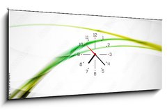 Obraz s hodinami 1D panorama - 120 x 50 cm F_AB92931881 - Green wave line in light space. Abstract background - Zelená vlna ve světelném prostoru. Abstraktní pozadí