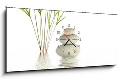 Obraz s hodinami 1D panorama - 120 x 50 cm F_AB9400506 - Zen Spa Stones and Bamboo - Zen Spa Stones a Bamboo