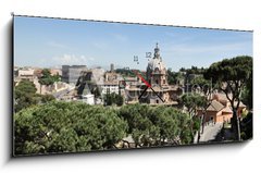 Obraz s hodinami   The part of old town and Roman ruins in Rome, 120 x 50 cm