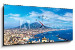 Obraz s hodinami 1D panorama - 120 x 50 cm F_AB97112152 - Napoli and mount Vesuvius in Italy - Napoli a hora Vesuv v Itálii