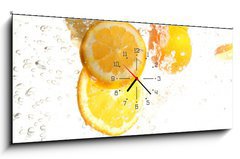 Obraz s hodinami 1D panorama - 120 x 50 cm F_AB9806238 - spalsh lemon - spalsh citron