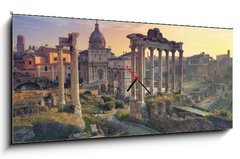 Obraz s hodinami 1D panorama - 120 x 50 cm F_AB98167076 - Roman Forum. Image of Roman Forum in Rome, Italy during sunrise. - Roman Forum. Obrázek Roman Forum v Římě, Itálie při východu slunce.