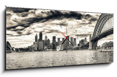 Obraz s hodinami 1D panorama - 120 x 50 cm F_AB98549145 - Sydney Harbour - Přístav Sydney