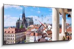 Obraz s hodinami 1D panorama - 120 x 50 cm F_AB99738297 - Cathedral of Saints Peter and Paul, Petrov, town Brno, Moravia, Czech republic - Katedrála svatých Petra a Pavla, Petrov, město Brno, Morava, Česká republika