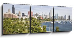 Obraz s hodinami 3D tdln - 150 x 50 cm F_BM10087749 - Panorama of Chicago and Lake Michigan