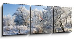 Obraz s hodinami 3D tdln - 150 x 50 cm F_BM10232237 - frost and a blue sky