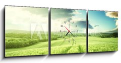 Obraz s hodinami 3D tdln - 150 x 50 cm F_BM104579595 - Tuscany sunset, Italy