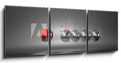 Obraz s hodinami   Metallic Balls Mechanism, 150 x 50 cm