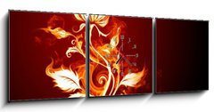 Obraz s hodinami 3D tdln - 150 x 50 cm F_BM10647210 - Fire rose