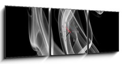 Obraz s hodinami   Smoke abstract, isolated on black background., 150 x 50 cm