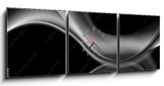 Obraz s hodinami 3D tdln - 150 x 50 cm F_BM107540596 - Dark abstract monochrome smooth waves background