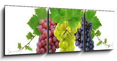 Obraz s hodinami 3D tdln - 150 x 50 cm F_BM10964464 - Three fresh grapes