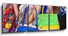 Obraz s hodinami   Leather handbags isolated, 150 x 50 cm