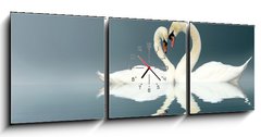 Obraz s hodinami   Love Swans, 150 x 50 cm