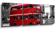 Obraz s hodinami 3D tdln - 150 x 50 cm F_BM122358644 - Londons iconic double decker bus.