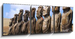 Obraz s hodinami 3D tdln - 150 x 50 cm F_BM12348642 - Ahu Tongariki - Easter Island