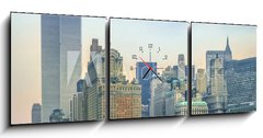 Obraz s hodinami 3D tdln - 150 x 50 cm F_BM123800643 - New York City skyline from New Jersey with World Trade Center featured as landmark of the Twin Towers. Lower Manhattan in NYC, United States. - Panorma New Yorku z New Jersey se Svtovm obchodnm centrem pedstavovanm jako orientan bod Twin Towers. Doln Manhattan v New Yorku, Spojen stty americk.