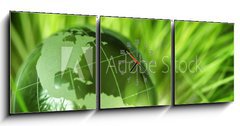 Obraz s hodinami 3D tdln - 150 x 50 cm F_BM12451879 - Glass earth in grass