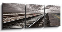 Obraz s hodinami 3D tdln - 150 x 50 cm F_BM12591231 - railway