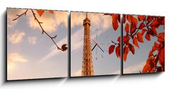 Obraz s hodinami 3D tdln - 150 x 50 cm F_BM126000625 - Eiffel Tower with autumn leaves in Paris, France