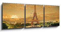 Obraz s hodinami 3D tdln - 150 x 50 cm F_BM12665264 - Eiffel Tower Paris - Eifel Tower Pa
