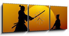 Obraz s hodinami 3D tdln - 150 x 50 cm F_BM12683766 - Samurai - Samuraj