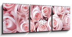 Obraz s hodinami   Pink roses as a background, 150 x 50 cm