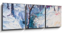 Obraz s hodinami 3D tdln - 150 x 50 cm F_BM130132079 - Art Oil Painting Winter Landscape. The Awakening of Nature. Spring is coming.