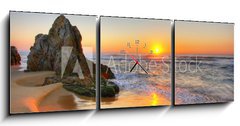 Obraz s hodinami 3D tdln - 150 x 50 cm F_BM13013771 - Sunrise Rocks