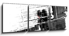 Obraz s hodinami   An abstract paint splatter frame in black and white, 150 x 50 cm