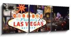 Obraz s hodinami 3D tdln - 150 x 50 cm F_BM13126695 - Welcome to Las Vegas Nevada