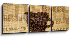 Obraz s hodinami   coffee collage, 150 x 50 cm