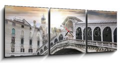 Obraz s hodinami 3D tdln - 150 x 50 cm F_BM136009860 - Venice, Rialto bridge and with gondola on Grand Canal, Italy