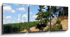 Obraz s hodinami 3D tdln - 150 x 50 cm F_BM1371454 - scenic lake