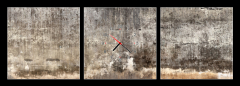 Obraz s hodinami 3D třídílný - 150 x 50 cm F_BM138386039 - Dirty wall with broken cement plaster.