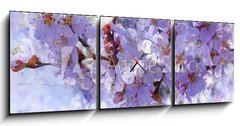 Obraz s hodinami 3D tdln - 150 x 50 cm F_BM139001398 - Flowering branch. Painted oil paints on canvas.