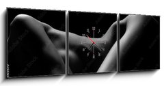 Obraz s hodinami   Sexy body nude woman. Naked sensual beautiful girl. Artistic black and white photo., 150 x 50 cm