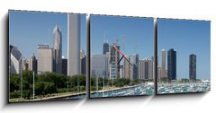 Obraz s hodinami   Waterfront,CHICAGO_USA, 150 x 50 cm
