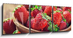 Obraz s hodinami   Fresh Sweet Strawberries , 150 x 50 cm