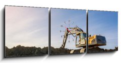 Obraz s hodinami 3D tdln - 150 x 50 cm F_BM141909413 - Bagger im abendlichen Sonnenschein,Gegenlicht - Banner