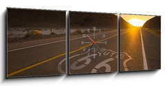 Obraz s hodinami 3D tdln - 150 x 50 cm F_BM14224539 - Historical route 66 - Historick trasa 66