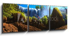 Obraz s hodinami 3D tdln - 150 x 50 cm F_BM14492733 - Elephant waterfall