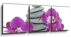 Obraz s hodinami 3D tdln - 150 x 50 cm F_BM14571978 - pyramid of stones with orchid